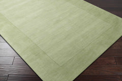 Bordered Solid Green Wool Rug - Ornate Home