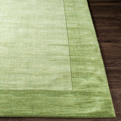 Bordered Solid Green Wool Rug - Ornate Home