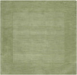 Bordered Solid Green Wool Rug - Ornate Home