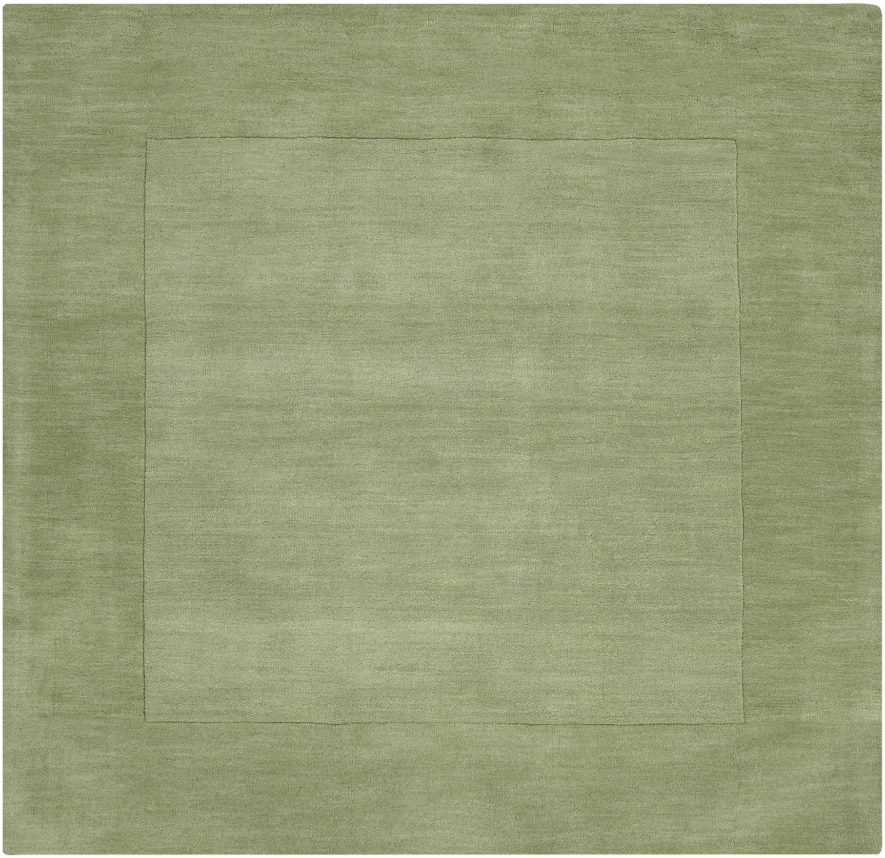 Bordered Solid Green Wool Rug - Ornate Home