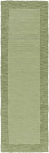 Bordered Solid Green Wool Rug - Ornate Home