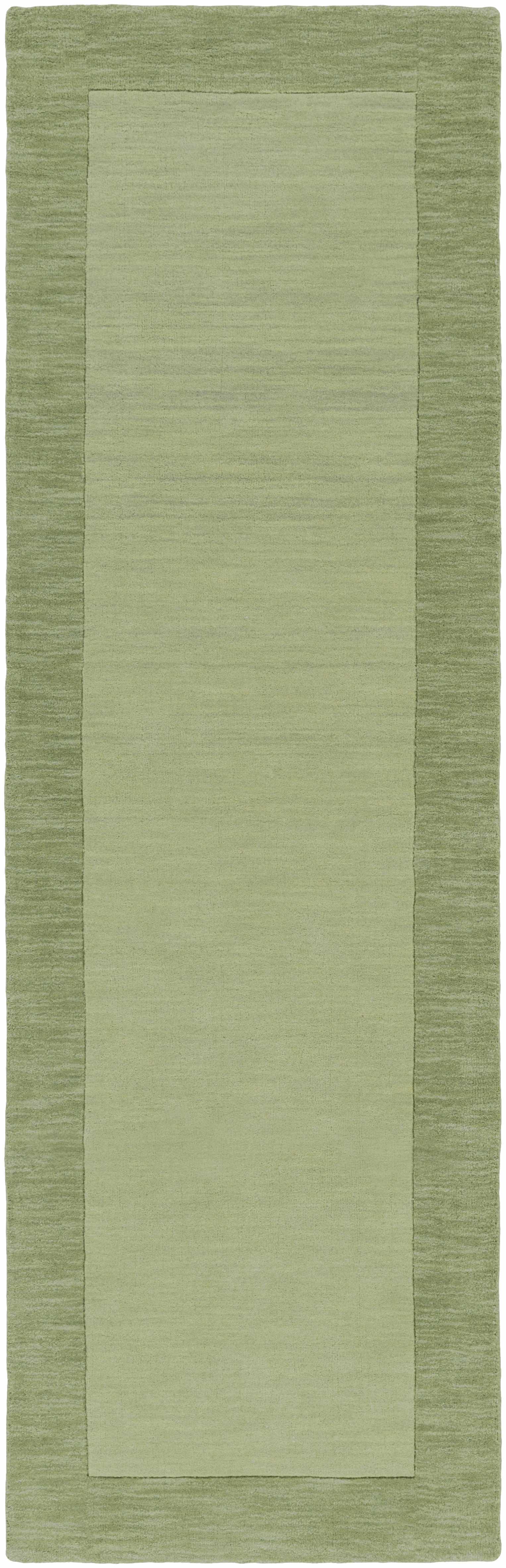 Bordered Solid Green Wool Rug - Ornate Home