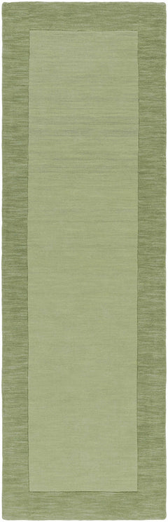 Bordered Solid Green Wool Rug - Ornate Home