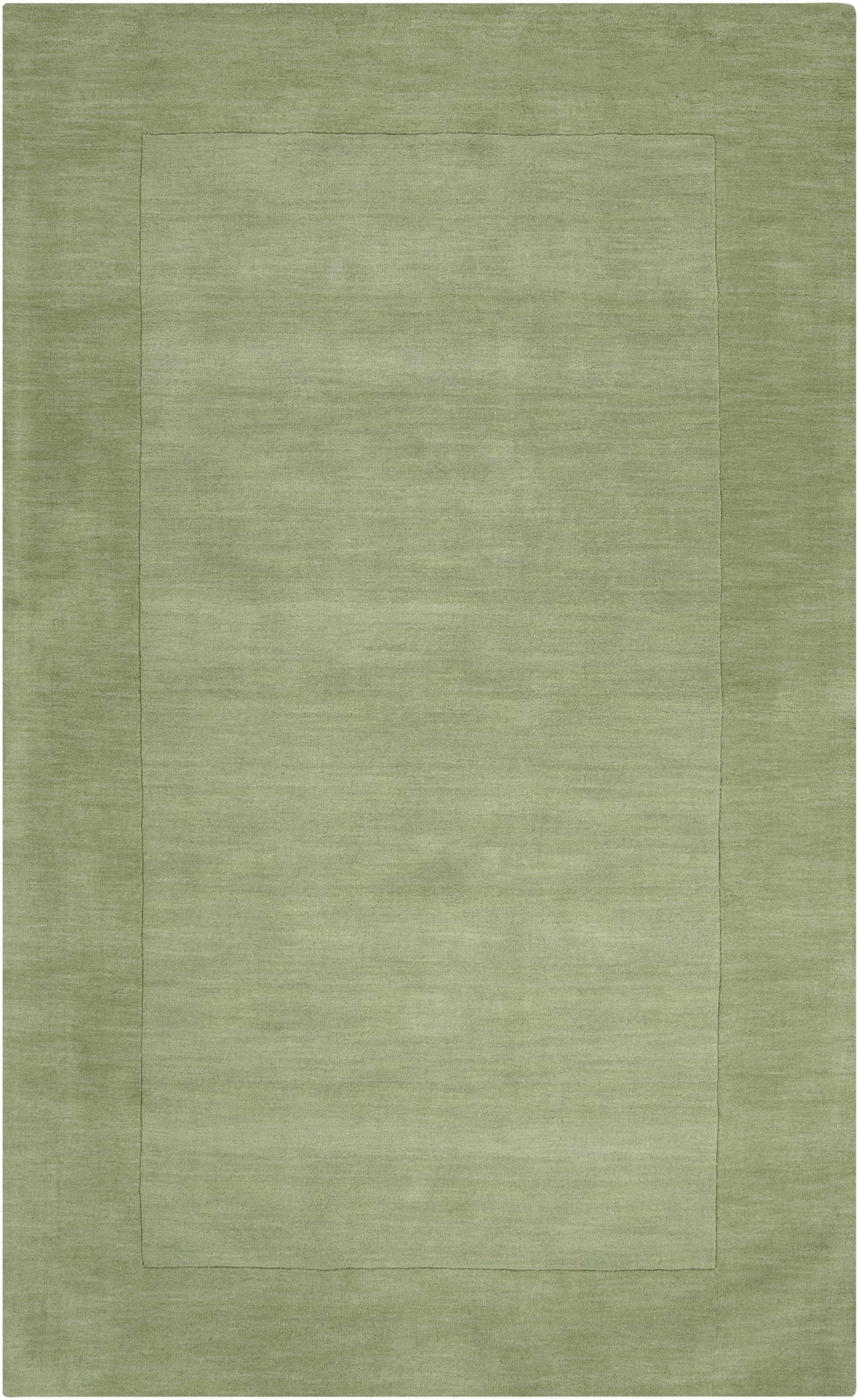 Bordered Solid Green Wool Rug - Ornate Home