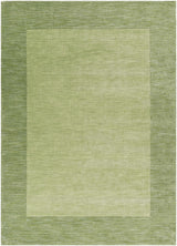 Bordered Solid Green Wool Rug - Ornate Home