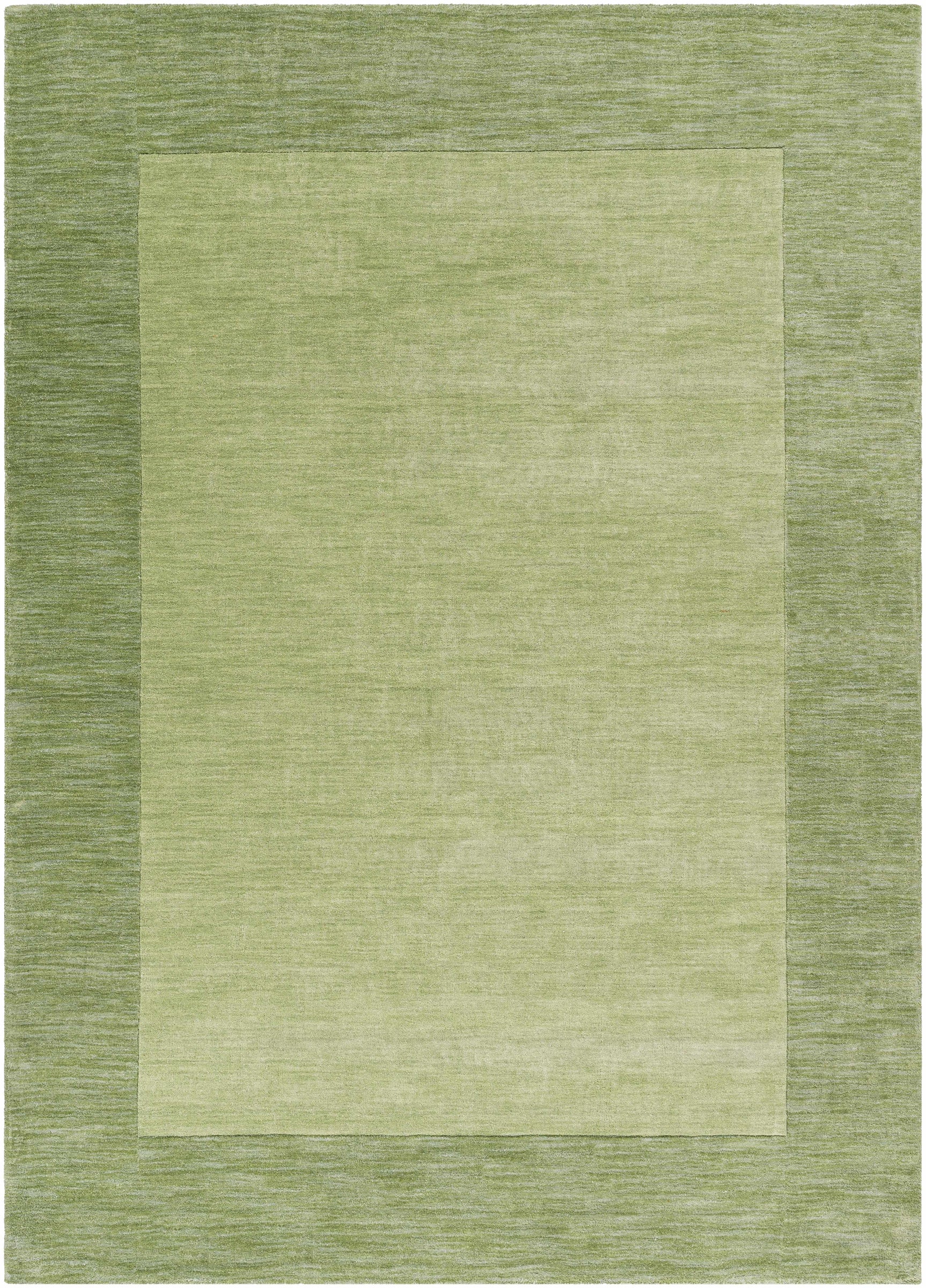 Bordered Solid Green Wool Rug - Ornate Home