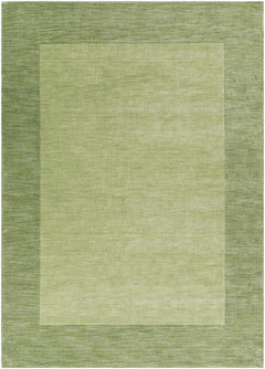 Bordered Solid Green Wool Rug - Ornate Home