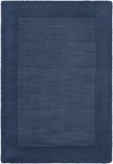 Bordered Solid Ink Blue Wool Rug - Ornate Home