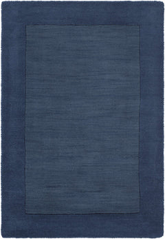 Bordered Solid Ink Blue Wool Rug - Ornate Home