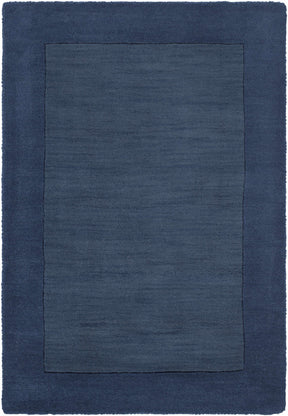 Bordered Solid Ink Blue Wool Rug - Ornate Home