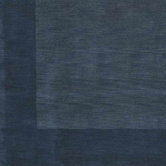 Bordered Solid Ink Blue Wool Rug - Ornate Home