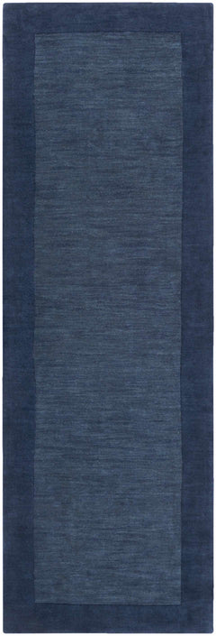 Bordered Solid Ink Blue Wool Rug - Ornate Home