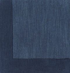 Bordered Solid Ink Blue Wool Rug - Ornate Home