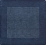Bordered Solid Ink Blue Wool Rug - Ornate Home