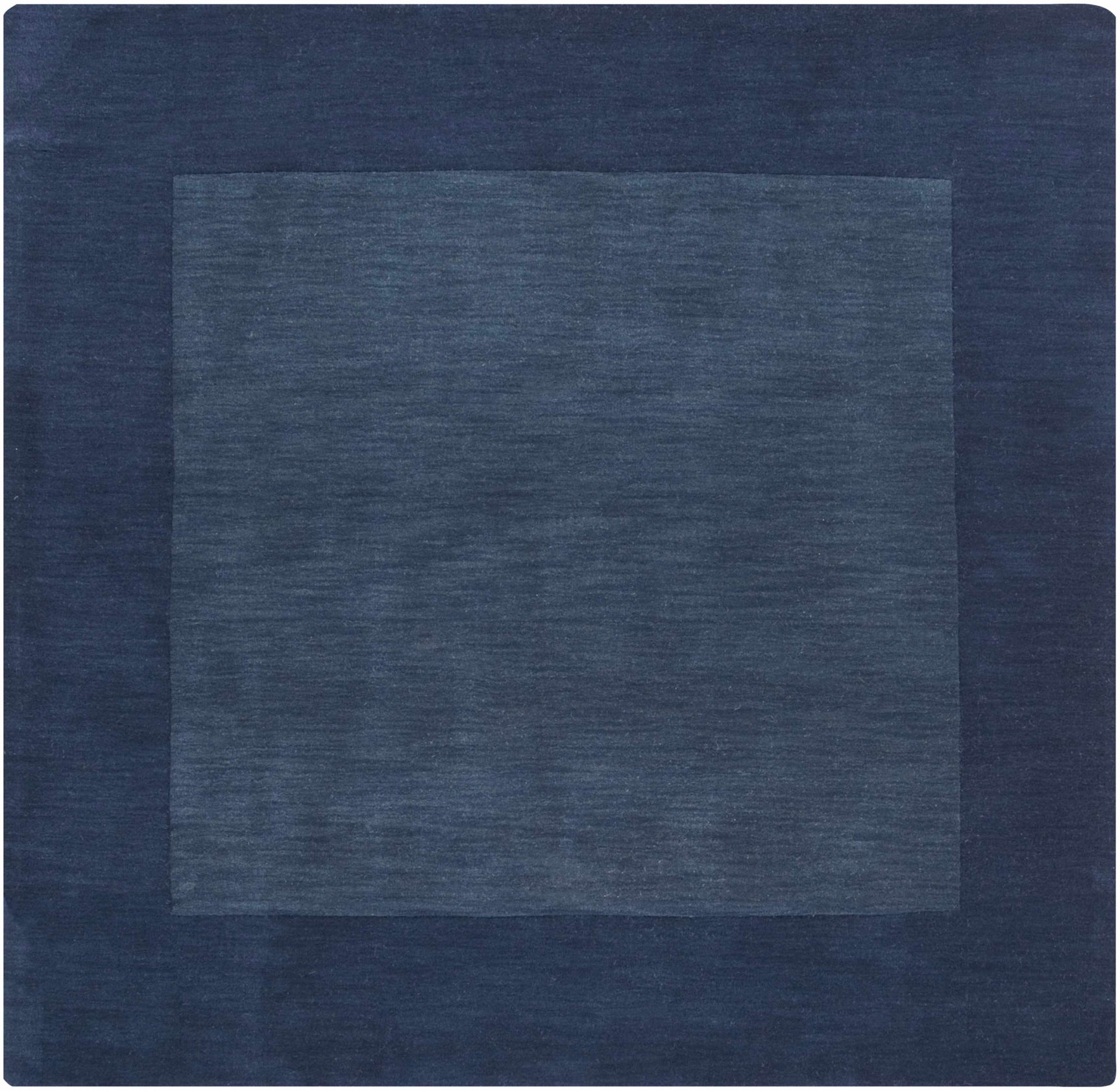 Bordered Solid Ink Blue Wool Rug - Ornate Home