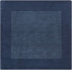 Bordered Solid Ink Blue Wool Rug - Ornate Home