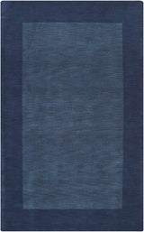 Bordered Solid Ink Blue Wool Rug - Ornate Home