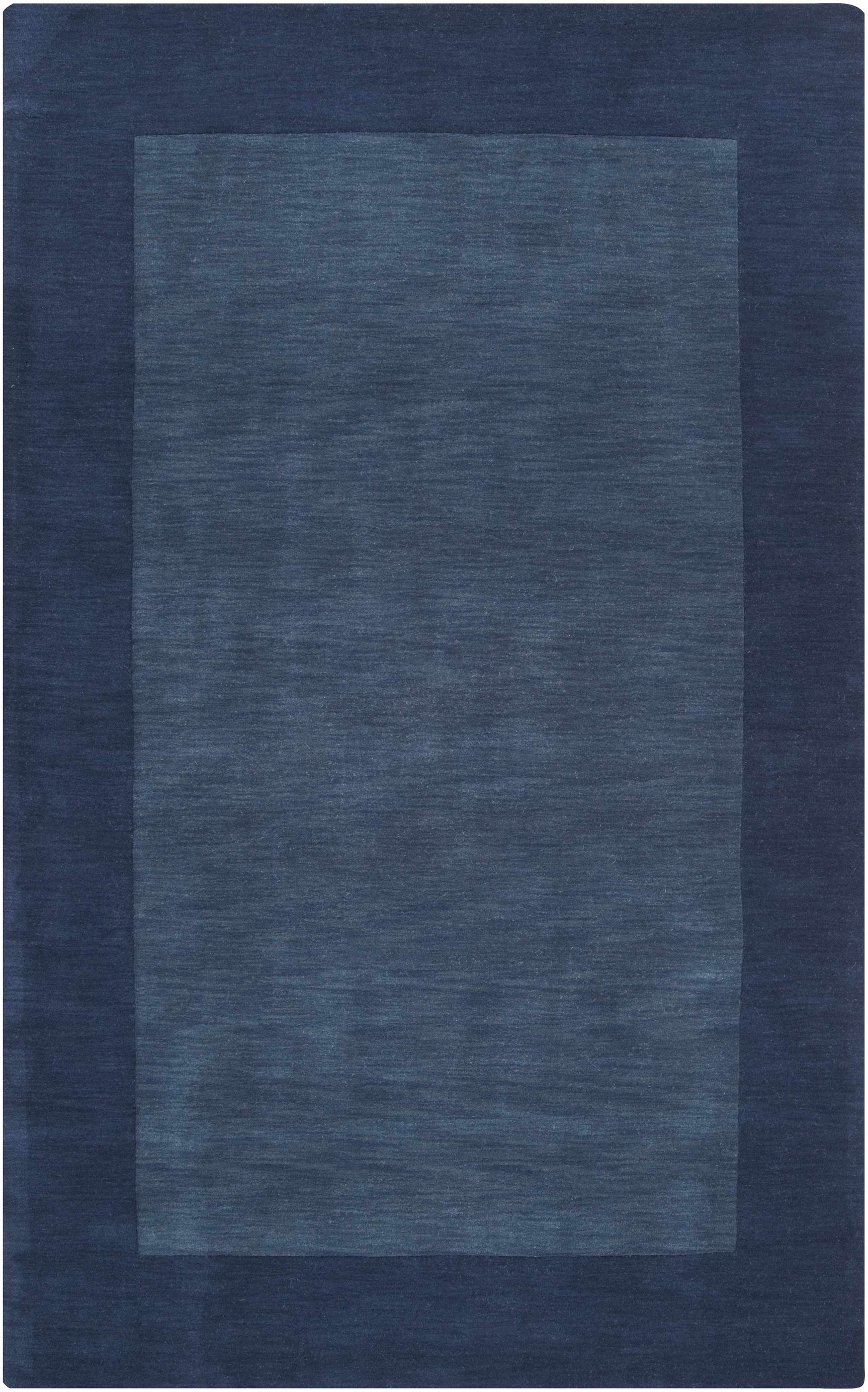 Bordered Solid Ink Blue Wool Rug - Ornate Home