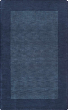 Bordered Solid Ink Blue Wool Rug - Ornate Home