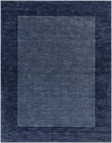Bordered Solid Ink Blue Wool Rug - Ornate Home