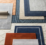 Bordered Solid Ink Blue Wool Rug - Ornate Home