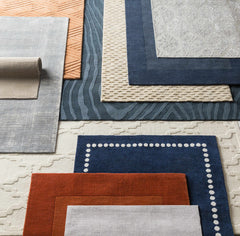 Bordered Solid Ink Blue Wool Rug - Ornate Home