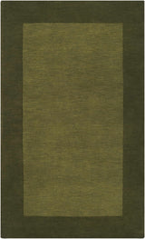 Bordered Solid Olive Green Wool Rug - Ornate Home