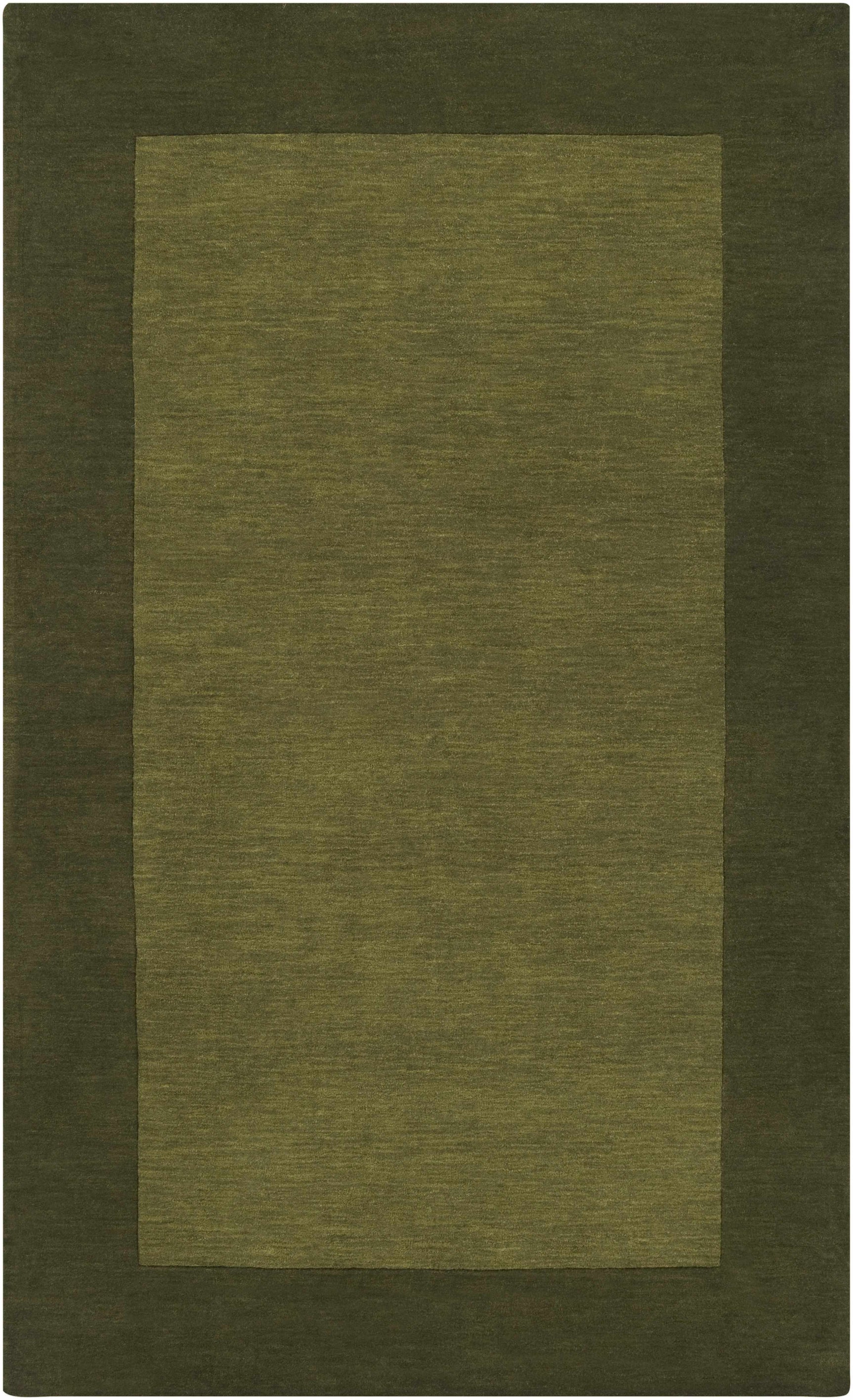 Bordered Solid Olive Green Wool Rug - Ornate Home