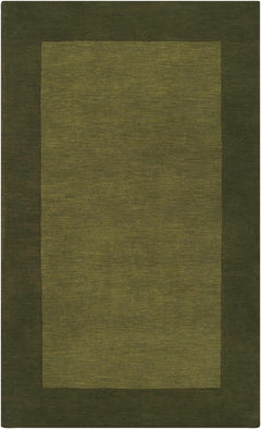 Bordered Solid Olive Green Wool Rug - Ornate Home