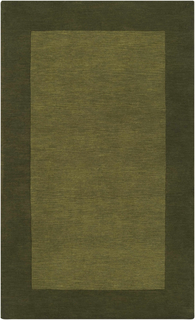 Bordered Solid Olive Green Wool Rug - Ornate Home