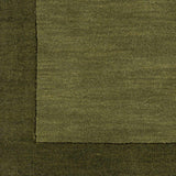 Bordered Solid Olive Green Wool Rug - Ornate Home