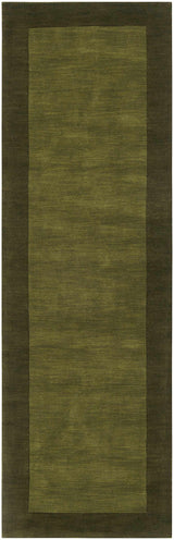 Bordered Solid Olive Green Wool Rug - Ornate Home
