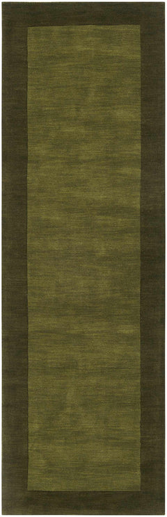 Bordered Solid Olive Green Wool Rug - Ornate Home