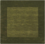 Bordered Solid Olive Green Wool Rug - Ornate Home