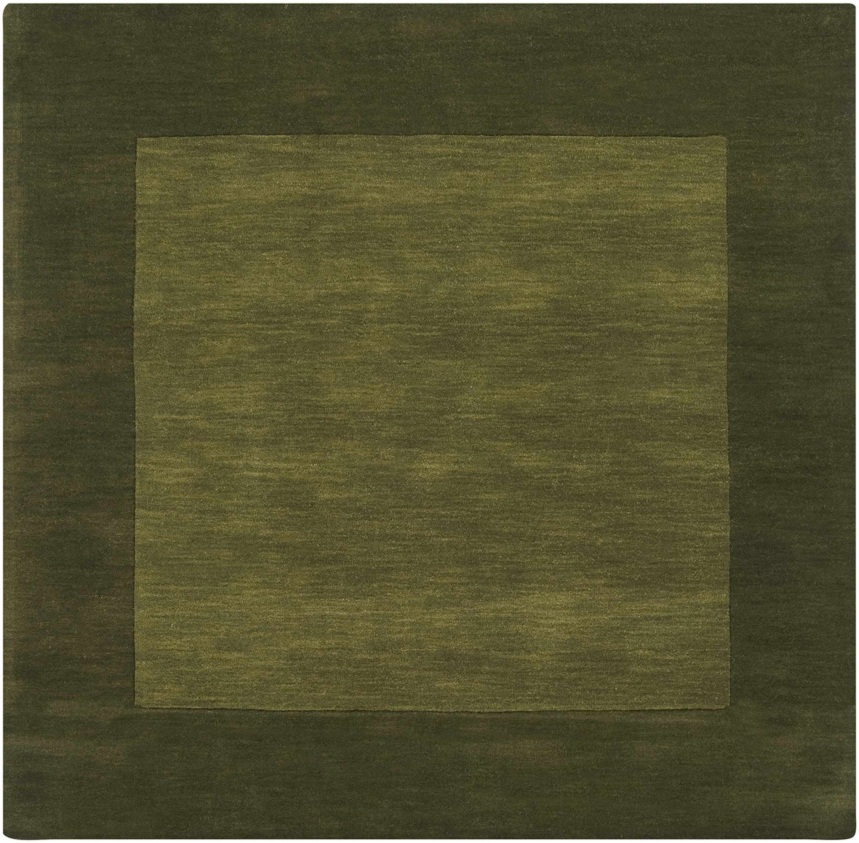 Bordered Solid Olive Green Wool Rug - Ornate Home