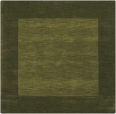Bordered Solid Olive Green Wool Rug - Ornate Home
