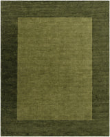 Bordered Solid Olive Green Wool Rug - Ornate Home