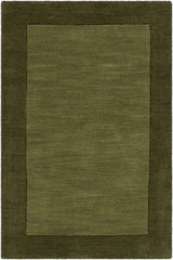 Bordered Solid Olive Green Wool Rug - Ornate Home