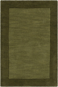 Bordered Solid Olive Green Wool Rug - Ornate Home