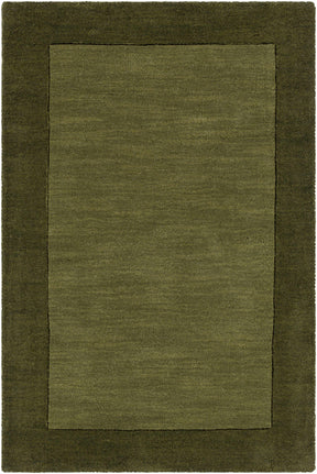 Bordered Solid Olive Green Wool Rug - Ornate Home