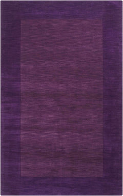 Bordered Solid Plum Purple Wool Rug - Ornate Home