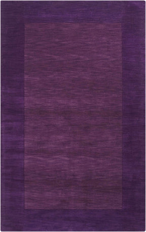 Bordered Solid Plum Purple Wool Rug - Ornate Home