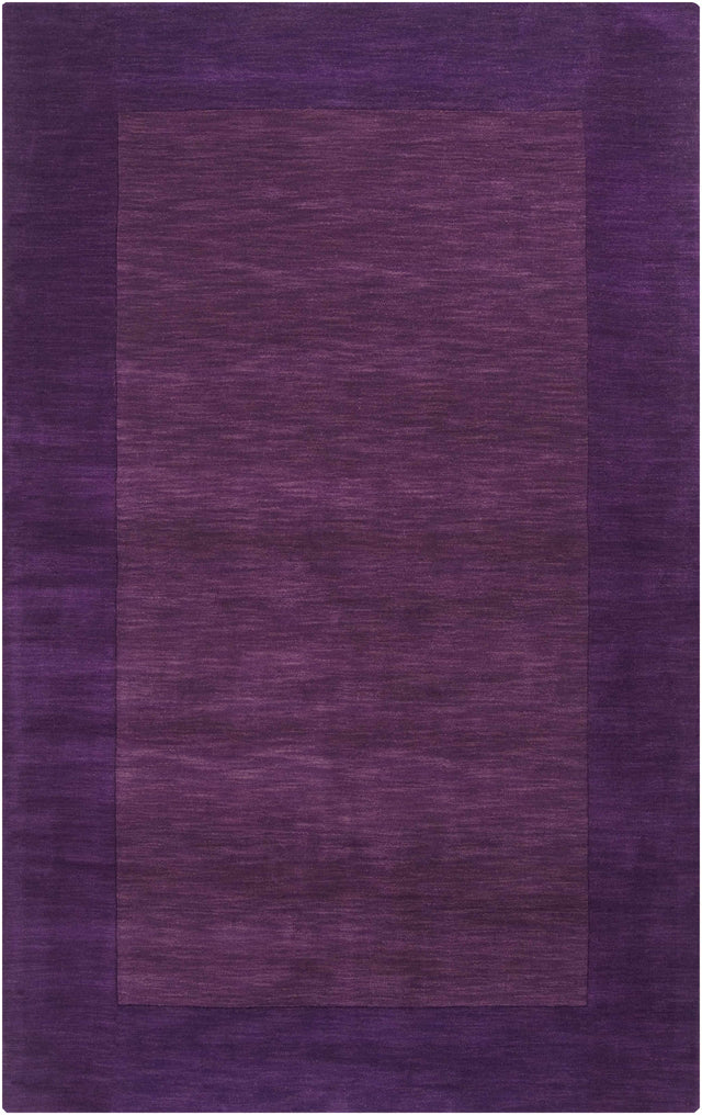 Bordered Solid Plum Purple Wool Rug - Ornate Home