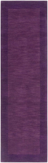 Bordered Solid Plum Purple Wool Rug - Ornate Home
