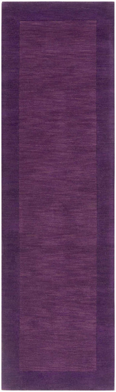 Bordered Solid Plum Purple Wool Rug - Ornate Home