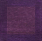 Bordered Solid Plum Purple Wool Rug - Ornate Home