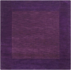 Bordered Solid Plum Purple Wool Rug - Ornate Home