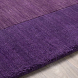 Bordered Solid Plum Purple Wool Rug - Ornate Home