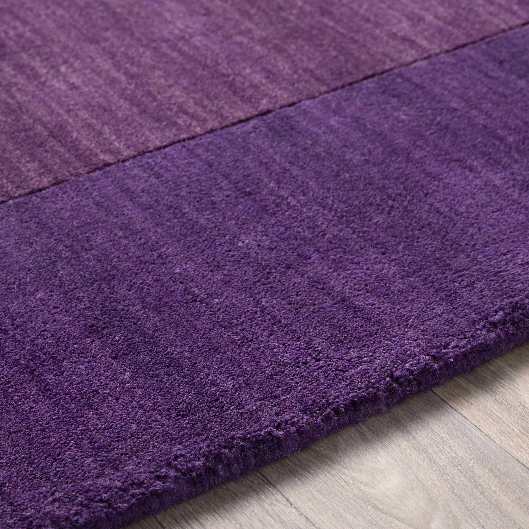 Bordered Solid Plum Purple Wool Rug - Ornate Home