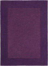 Bordered Solid Plum Purple Wool Rug - Ornate Home